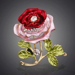 Fashionable brooch - with 3D crystal rose
