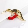 Green leaf / 3 cherries - elegant brooch