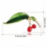 Green leaf / 3 cherries - elegant brooch