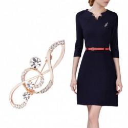 Luxurious gold brooch - with crystal music noteBrooches