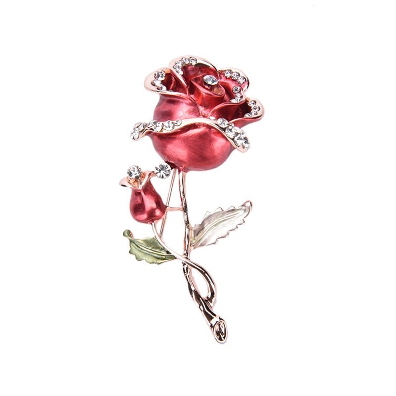 Luxurious brooch with double crystal rose