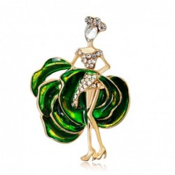 Dancing girl / rose shaped dress - crystal brooch