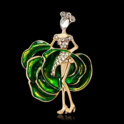 Dancing girl / rose shaped dress - crystal brooch