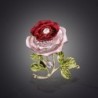 Crystal double color rose with crystal - brooch