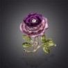 Crystal double color rose with crystal - brooch