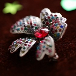 Brooch with crystal narcissus - multicolor rhinestones