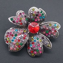 Brooch with crystal narcissus - multicolor rhinestones