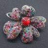 Brooch with crystal narcissus - multicolor rhinestones