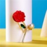 Red rose with pearl / crystal leaf - broochBrooches
