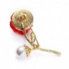 Red rose with pearl / crystal leaf - broochBrooches