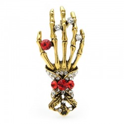 Crystal skull hand - vintage brooch