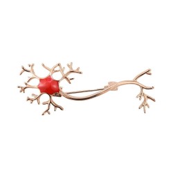 Medical neuron gene - with red stone - brooch