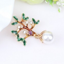 Tree with a leaves / pearl - crystal brooch