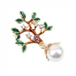 Tree with a leaves / pearl - crystal brooch