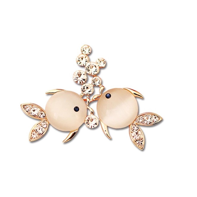 Two fishes with crystals - broochBrooches
