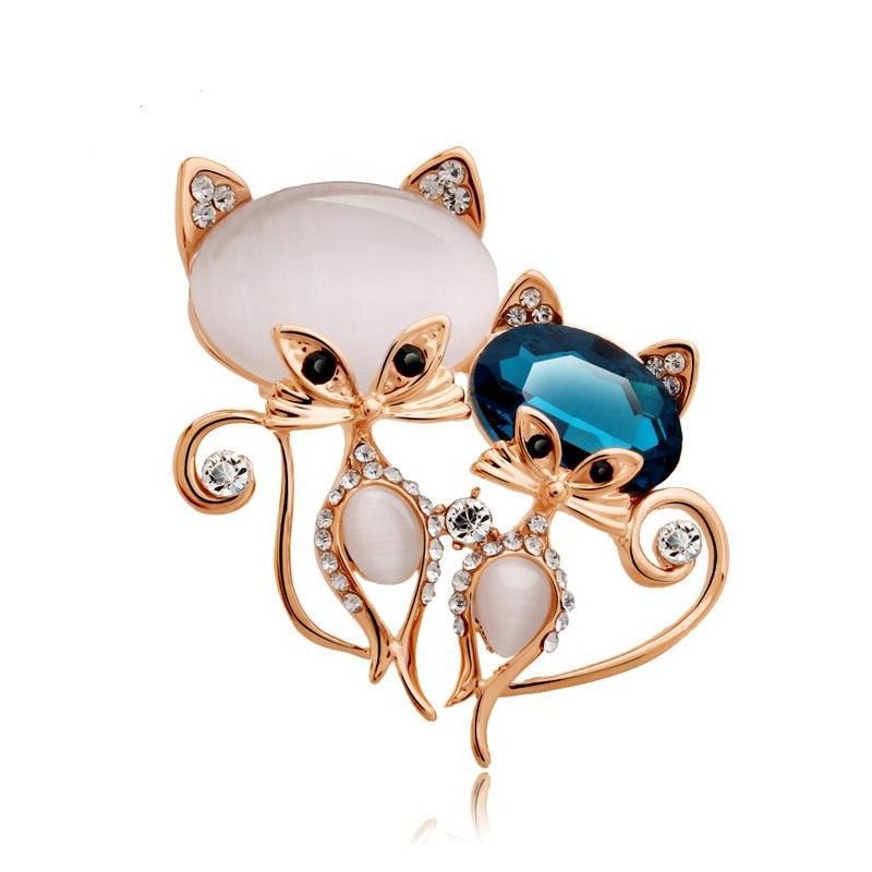Brooch with two crystal foxesBrooches