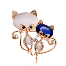 Brooch with two crystal foxes