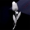 Luxurious white crystal brooch with rose / pearl