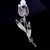 Luxurious white crystal brooch with rose / pearl