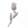 Luxurious white crystal brooch with rose / pearl