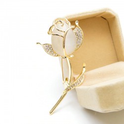 Elegant brooch with opal / crystal tulip