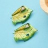 Leaf with a silkworm - crystal broochBrooches