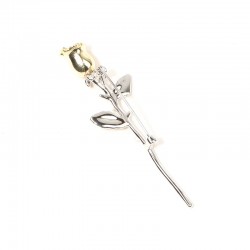 Elegant silver brooch with a golden roseBrooches