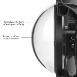Diving dome port - dual-handheld - waterproof lens cover - for GoPro Hero 8 Black - 6 inch