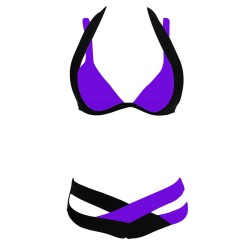 Sexy two-piece bikini set - neck tied-up - two-colorBeachwear