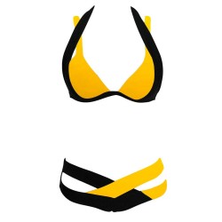Sexy two-piece bikini set - neck tied-up - two-colorBeachwear