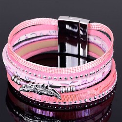 Multilayer bracelet - with crystals / magnetic buckle