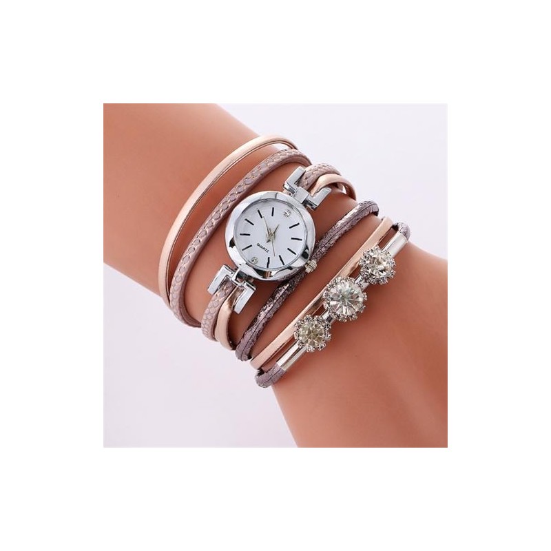 Vintage multilayer bracelet - with a round watch / crystalsBracelets