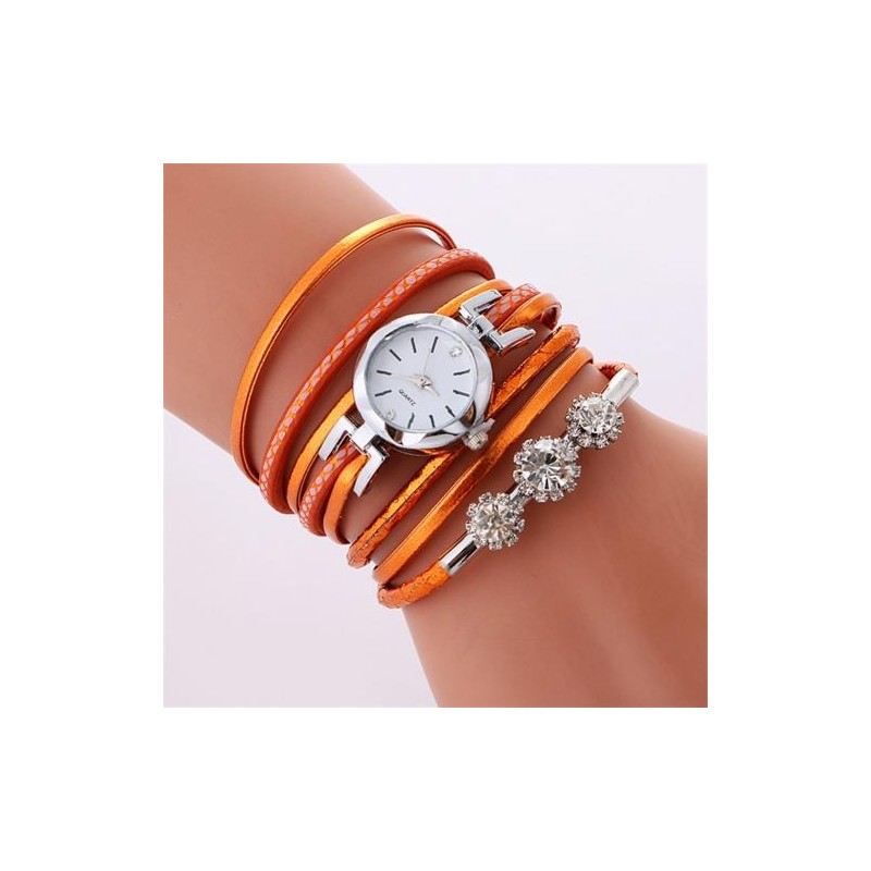 Vintage multilayer bracelet - with a round watch / crystalsBracelets