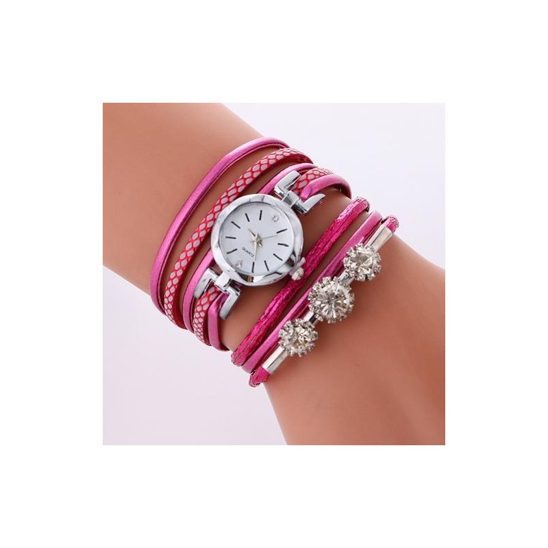 Vintage multilayer bracelet - with a round watch / crystalsBracelets