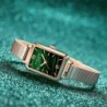 Elegant watch / with bracelet - with a green stone - stainless steel / leather