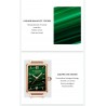 Elegant watch / with bracelet - with a green stone - stainless steel / leather