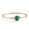 Elegant watch / with bracelet - with a green stone - stainless steel / leather