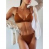 Sexy ribbed bikini set - push up - metal decorationsBeachwear