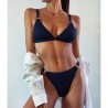 Sexy ribbed bikini set - push up - metal decorationsBeachwear