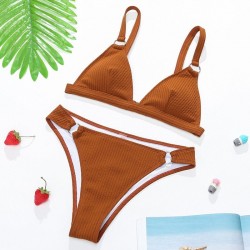 Sexy ribbed bikini set - push up - metal decorationsBeachwear