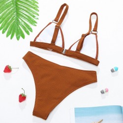 Sexy ribbed bikini set - push up - metal decorationsBeachwear
