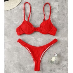 Sexy ribbed bikini set - Brazilian style - with push upBeachwear