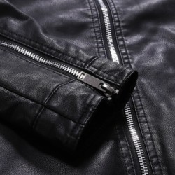 Fashionable men's leather jacket - stand-up collar - with a zipperJackets