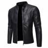 Fashionable men's leather jacket - stand-up collar - with a zipperJackets