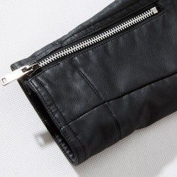 Fashionable men's leather jacket - stand-up collar - with a zipperJackets