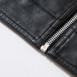 Fashionable men's leather jacket - stand-up collar - with a zipperJackets