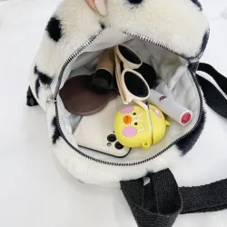 Small plush backpack - with zipper - flowers printingBags