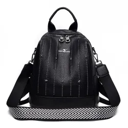 Luxurious multifunctional backpack - shoulder bag - with rivets - genuine leatherBackpacks