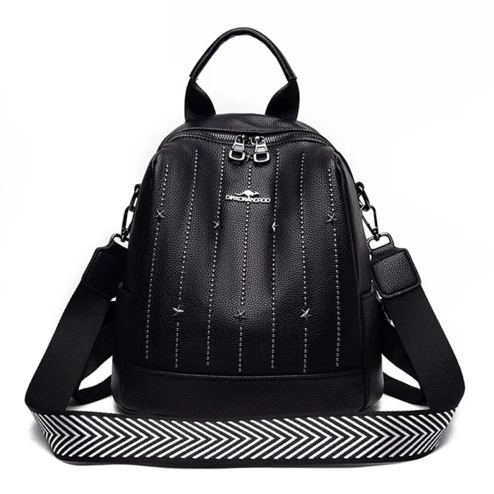 Luxurious multifunctional backpack - shoulder bag - with rivets - genuine leatherBackpacks