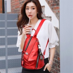 Fashionable backpack - anti-theft zippers - with decorative keychainBackpacks